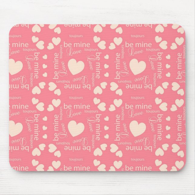 Mousepad Coração de Amor Rosa Seja Meu (Frente)