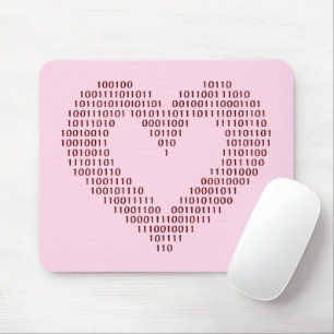 Mousepad Coração de Código Binário