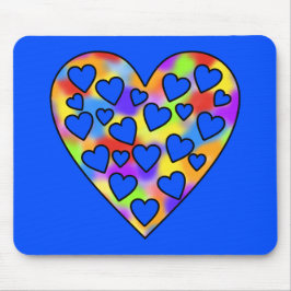 Mousepad Coração de Corações Arco-íris e Azul
