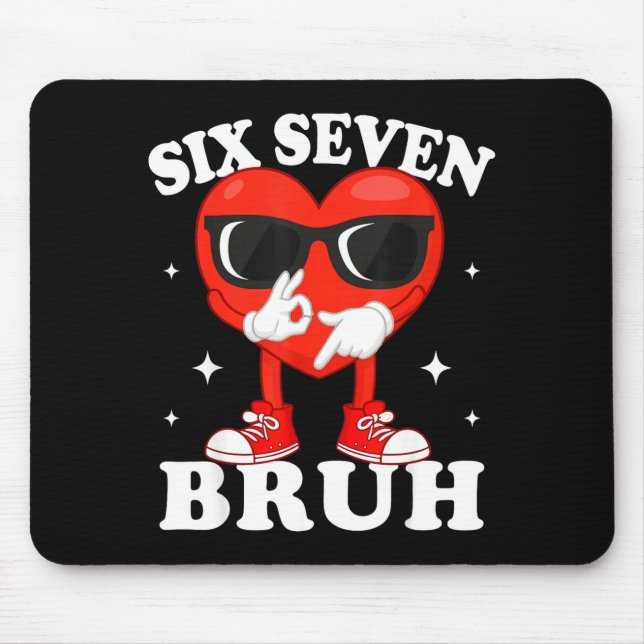 Mousepad Coração de Dabbing Engraçado Bruh 67 Meme Dia dos  (Frente)
