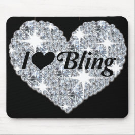 Mousepad Coração de diamante falsa "eu adoro borrar" tapete