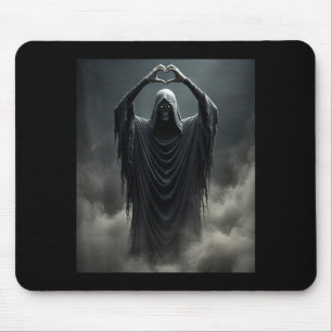 Mousepad Coração de fantasma engraçado mãos rosto assustado