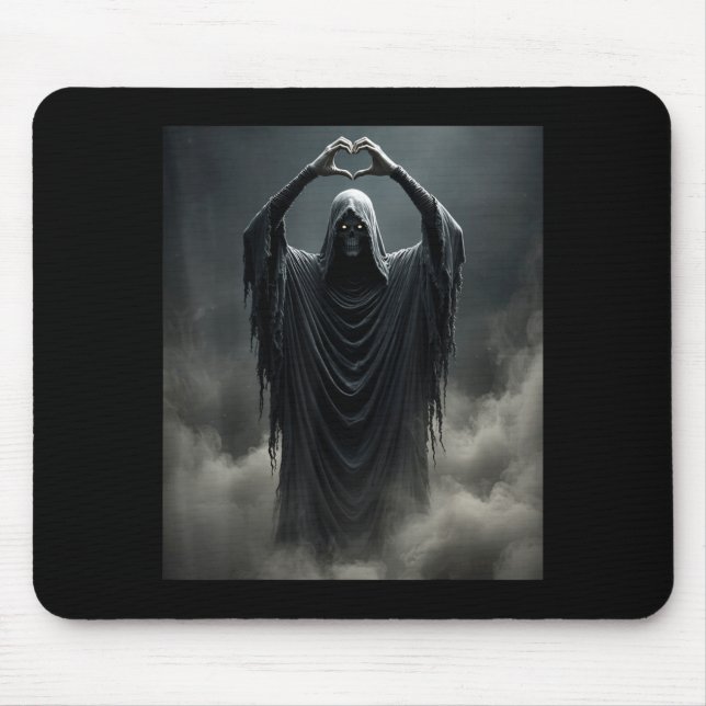 Mousepad Coração de fantasma engraçado mãos rosto assustado (Frente)