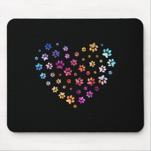 Mousepad Coração de Impressão de Pata de Cachorro Patas Voa