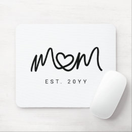 Mousepad Coração de Mãe Mãe Estabelecido Script Preto Simpl
