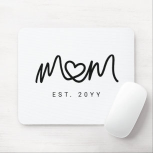 Mousepad Coração de Mãe Mãe Estabelecido Script Preto Simpl