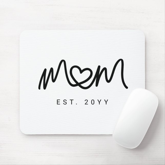 Mousepad Coração de Mãe Mãe Estabelecido Script Preto Simpl (Com mouse)
