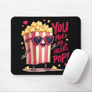Mousepad Coração de Pipoca Design de Dia dos Namorados Pop