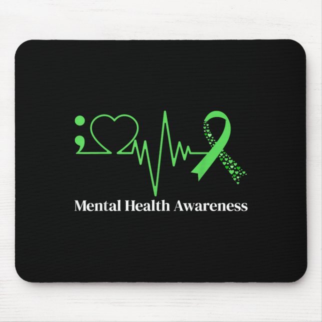 Mousepad Coração de Ponto e Vírgula Faixa Verde Saúde Menta (Frente)