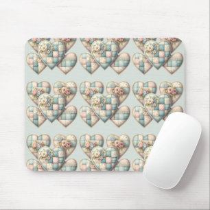 Mousepad Coração de Remendo Pastel Cottagecore