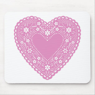 Mousepad Coração de rendas rosa