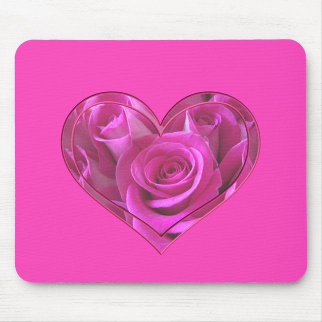 Mousepad Coração de Rosa Rosa (Frente)
