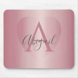 Mousepad Coração de Rosé Dourado Monograma