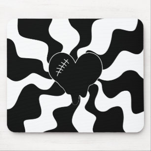 Mousepad Coração Derretido em Preto e Branco