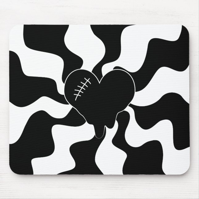 Mousepad Coração Derretido em Preto e Branco (Frente)