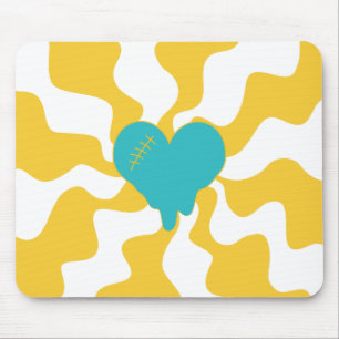 Mousepad Coração Derretido - Turquesa e Amarelo