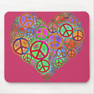 Mousepad Coração do amor da paz do vintage