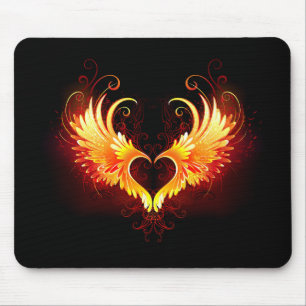 Mousepad Coração do Anjo Fogo com Asas