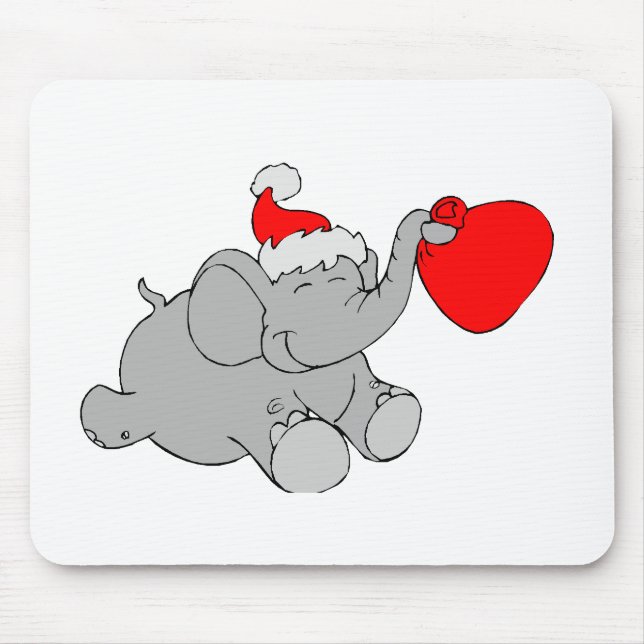 Mousepad Coração do elefante do Natal (Frente)