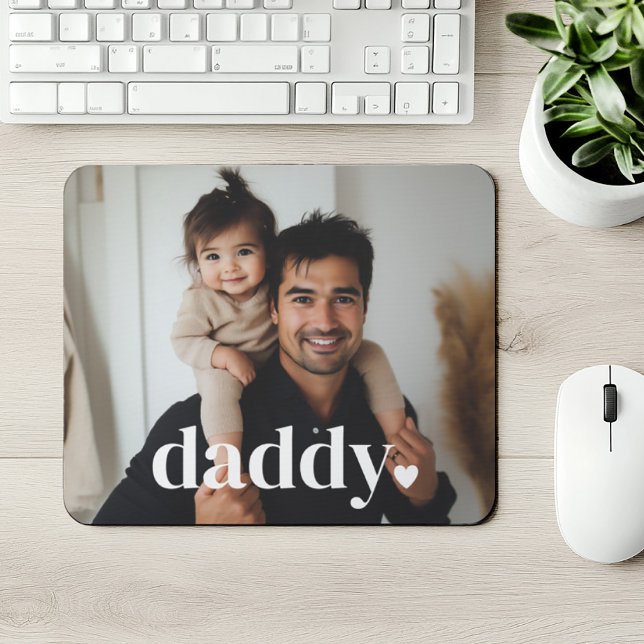 Mousepad Coração do pai - Foto do primeiro Dia de os pais (Zazzle Daddy Heart - First Father's Day Photo  Mouse Pad)