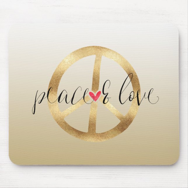 Mousepad Coração Dourado inspirado do sinal de paz (Frente)