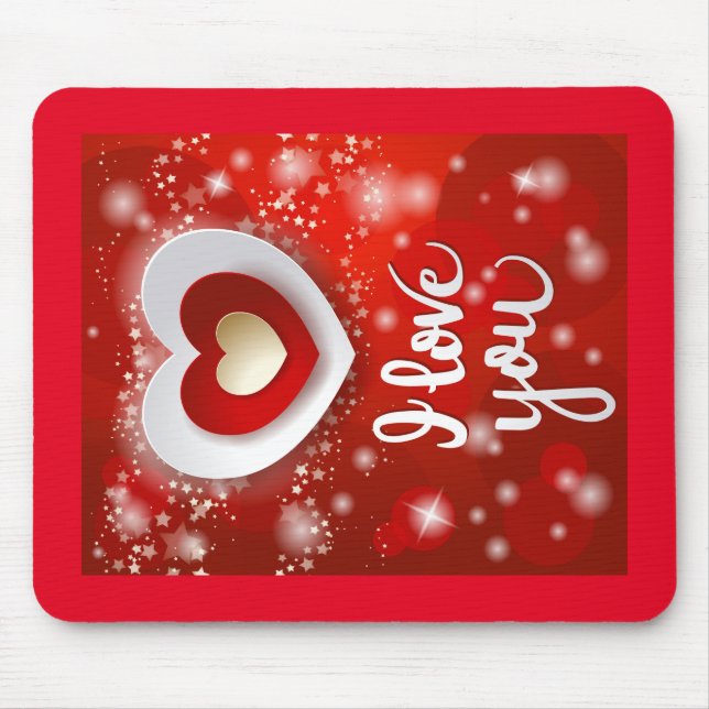 Mousepad Coração e estrelas em vermelho (Frente)
