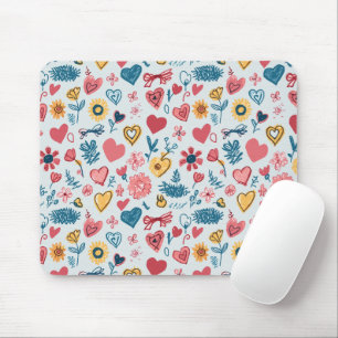 Mousepad Coração e Flores de Pastel Crayon