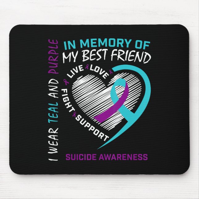 Mousepad Coração Em Memória Da Consciência Do Suicídio Do M (Frente)