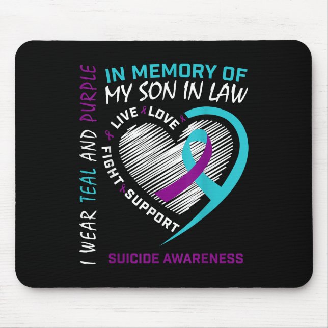 Mousepad Coração em Memória do Genro Conscientização sobre  (Frente)