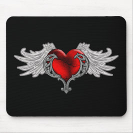 Mousepad Coração Gótico com Asas de Anjo