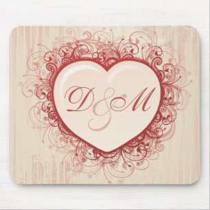 Mousepad Coração Grunge Rosa