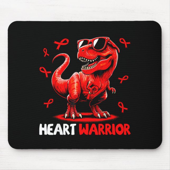 Mousepad Coração Guerreiro Trex Dinossauro Conscientização  (Frente)