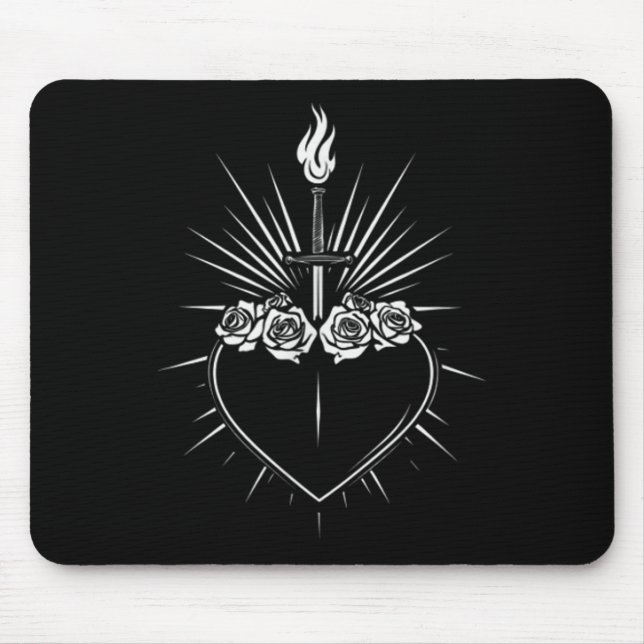 Mousepad Coração Imaculado De Mary Homens Virgem Católica (Frente)