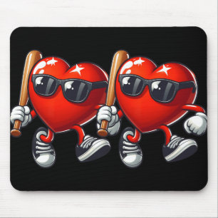 Mousepad Coração Jogando Baseball Funny Dia de os namorados