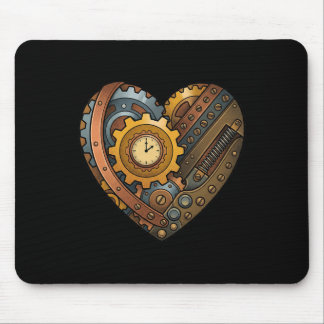 Mousepad Coração Mecânico Steampunk Com Engrenagens E Motiv