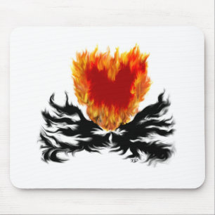 Mousepad Coração nas Chamas