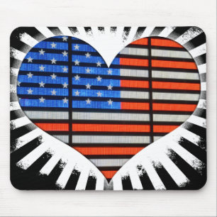 Mousepad Coração Patriótico Bandeira Americana