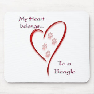 Mousepad Coração Pertence a Beagle; Beagles de Amor; Beagle