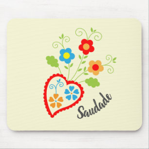 Mousepad Coração popular portuguesa com palavra saudade