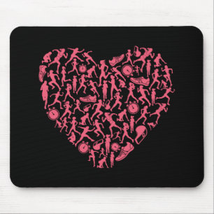Mousepad Coração Silhueta Rosa Corrente - Mulher Corredora