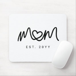 Mousepad Coração Simples de Mãe Estabelecido em Letra Preta