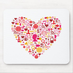 Mousepad Coração social da rede