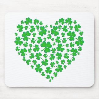 Mousepad Coração verde irlandês do trevo