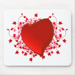Mousepad Coração Vermelho brilhante