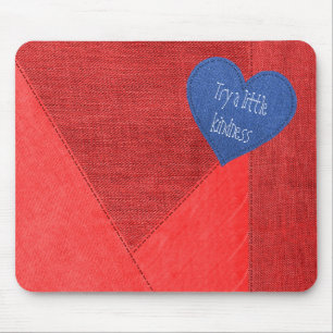 Mousepad Coração Vermelho Denim com Citação