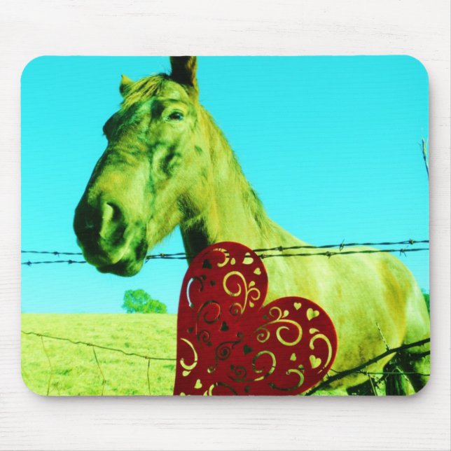 Mousepad Coração Vermelho e Cavalo (Frente)