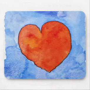 Mousepad Coração vermelho no azul 2011