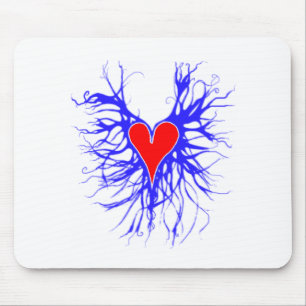Mousepad Coração vermelho sobre fundo azul