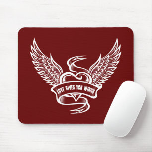 Mousepad Coração Vintage com Asas