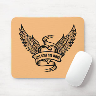 Mousepad Coração Vintage com Asas